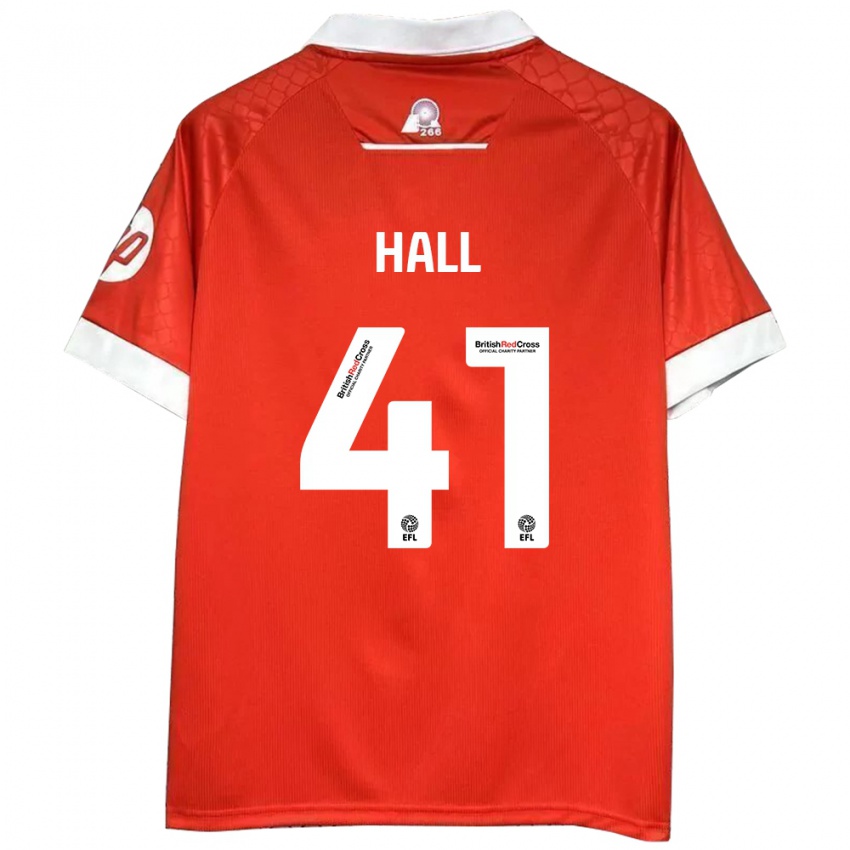 Bambino Maglia Liam Hall #41 Rosso Bianco Kit Gara Home 2024/25 Maglietta