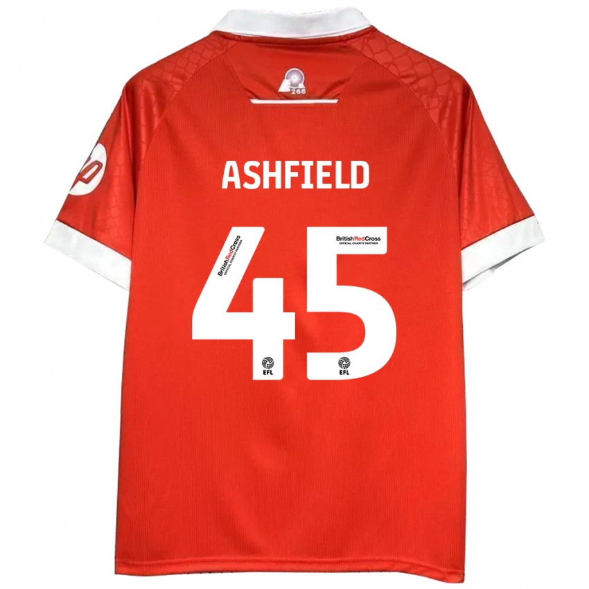 Bambino Maglia Harry Ashfield #45 Rosso Bianco Kit Gara Home 2024/25 Maglietta