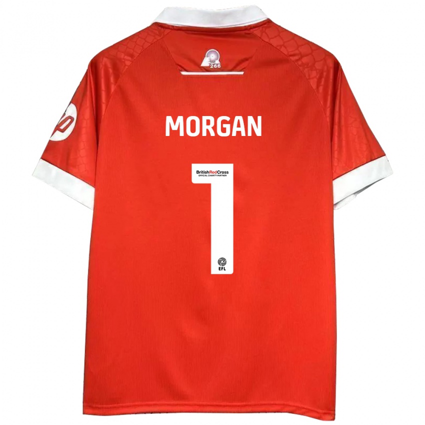 Bambino Maglia Delyth Morgan #1 Rosso Bianco Kit Gara Home 2024/25 Maglietta