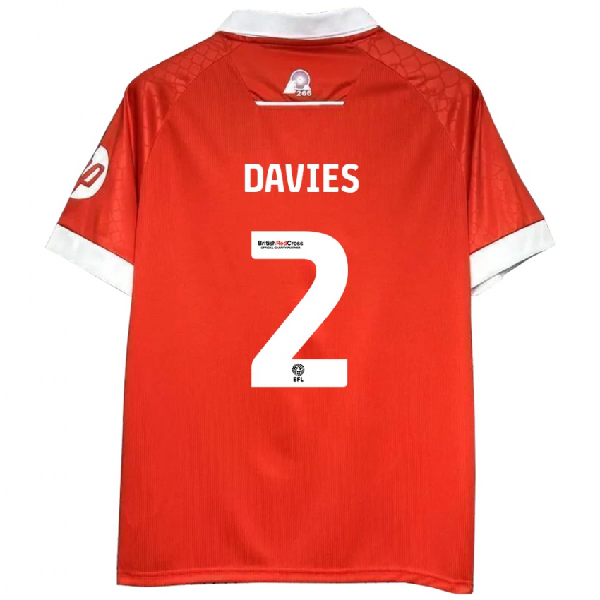 Bambino Maglia Phoebe Davies #2 Rosso Bianco Kit Gara Home 2024/25 Maglietta