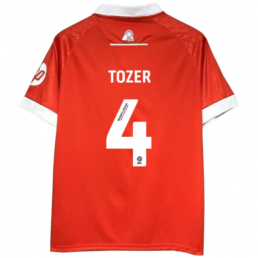 Bambino Maglia Ben Tozer #4 Rosso Bianco Kit Gara Home 2024/25 Maglietta