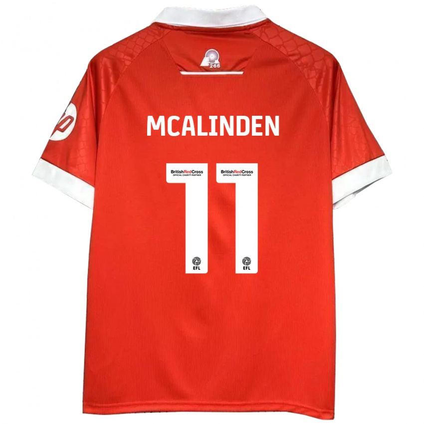 Bambino Maglia Liam Mcalinden #11 Rosso Bianco Kit Gara Home 2024/25 Maglietta