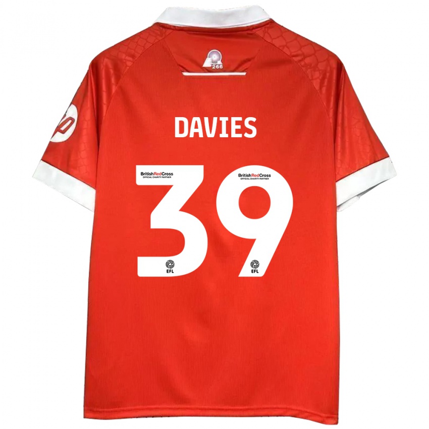 Bambino Maglia Daniel Davies #39 Rosso Bianco Kit Gara Home 2024/25 Maglietta