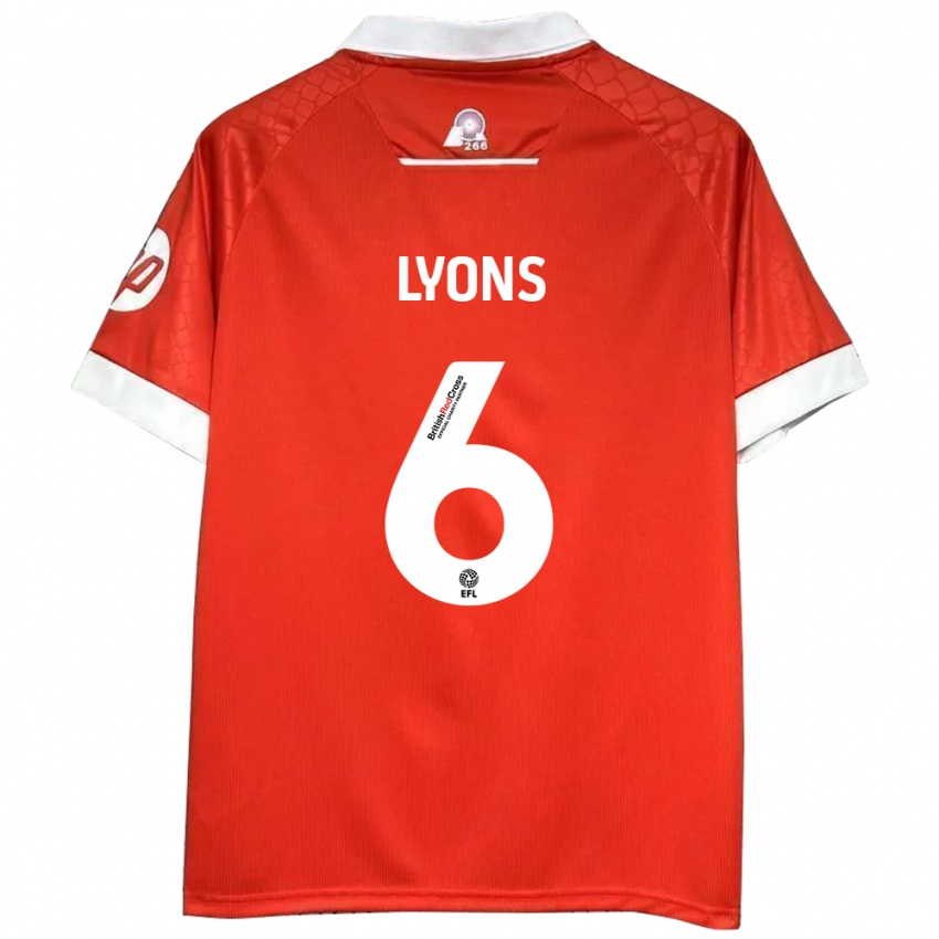 Bambino Maglia Lauryn Lyons #6 Rosso Bianco Kit Gara Home 2024/25 Maglietta