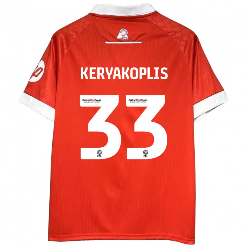 Bambino Maglia Hannah Keryakoplis #33 Rosso Bianco Kit Gara Home 2024/25 Maglietta