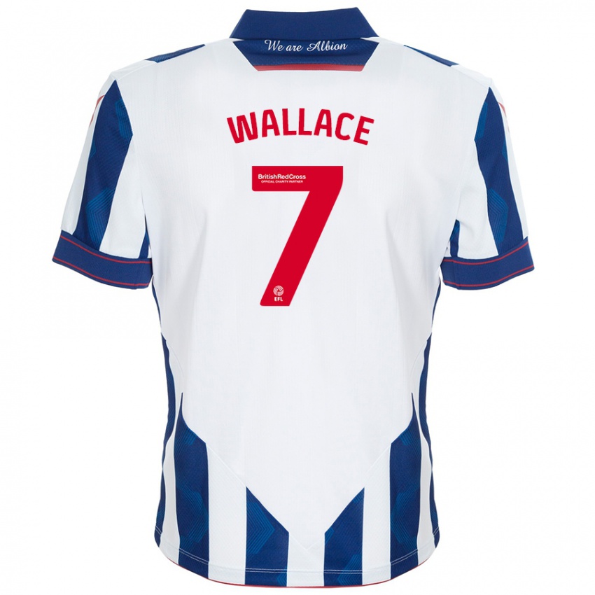 Bambino Maglia Jed Wallace #7 Bianco Blu Scuro Kit Gara Home 2024/25 Maglietta