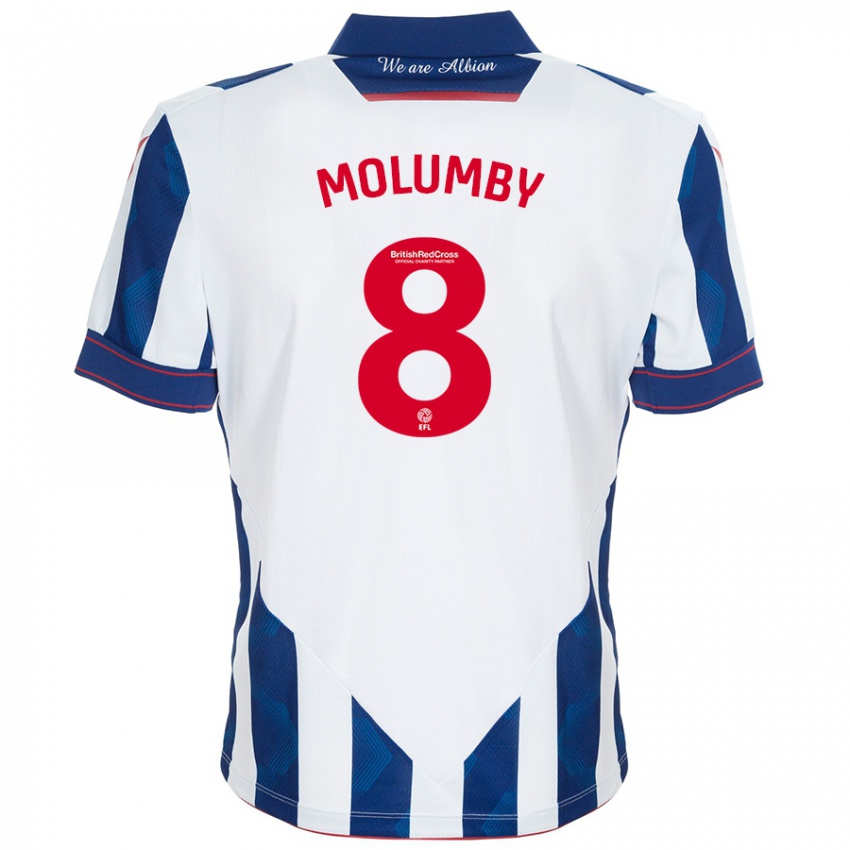 Bambino Maglia Jayson Molumby #8 Bianco Blu Scuro Kit Gara Home 2024/25 Maglietta