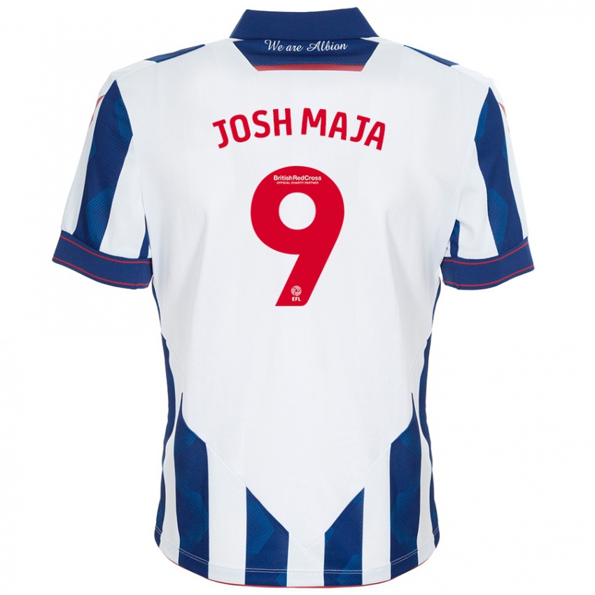 Bambino Maglia Josh Maja #9 Bianco Blu Scuro Kit Gara Home 2024/25 Maglietta