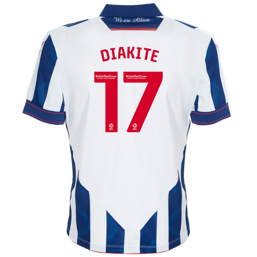 Bambino Maglia Ousmane Diakité #17 Bianco Blu Scuro Kit Gara Home 2024/25 Maglietta