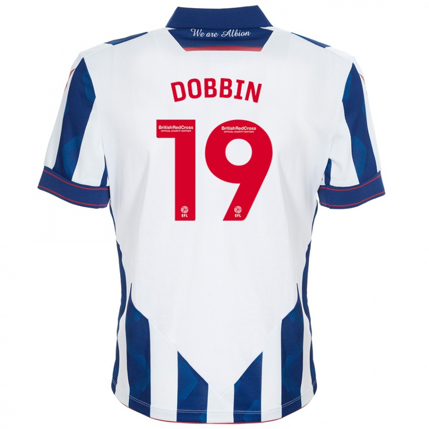 Bambino Maglia Lewis Dobbin #19 Bianco Blu Scuro Kit Gara Home 2024/25 Maglietta