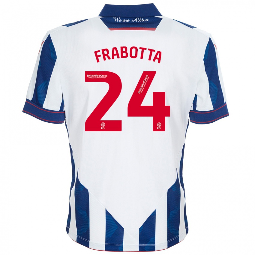 Bambino Maglia Gianluca Frabotta #24 Bianco Blu Scuro Kit Gara Home 2024/25 Maglietta