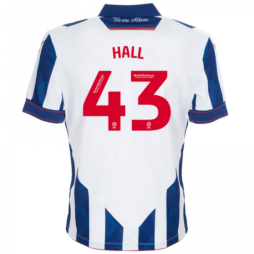 Bambino Maglia Reece Hall #43 Bianco Blu Scuro Kit Gara Home 2024/25 Maglietta