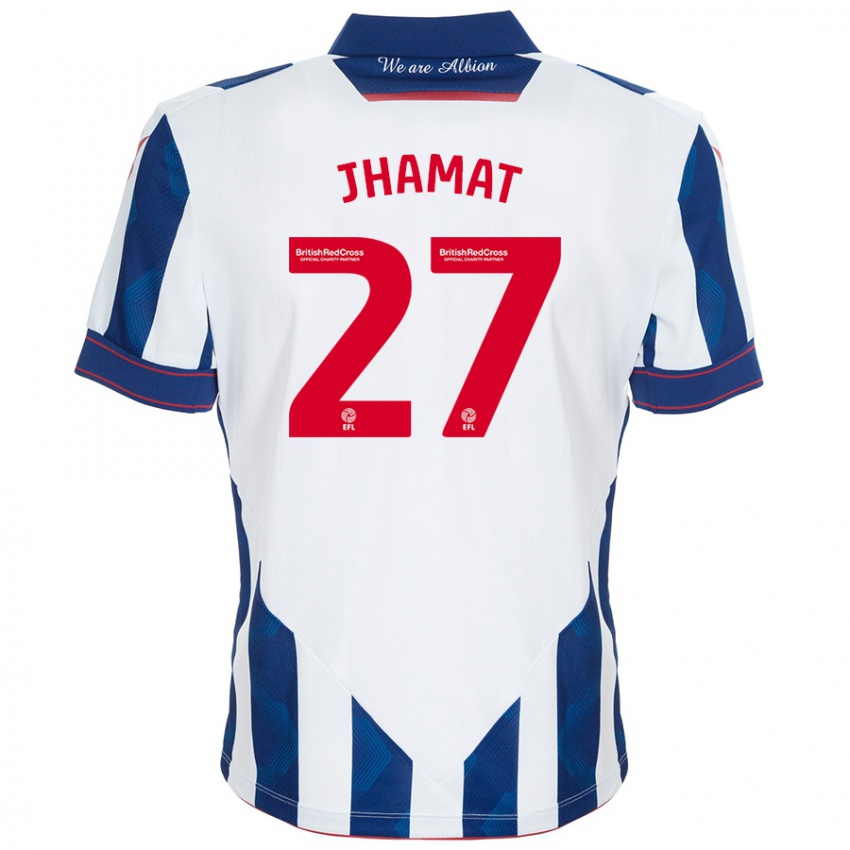 Bambino Maglia Simran Jhamat #27 Bianco Blu Scuro Kit Gara Home 2024/25 Maglietta