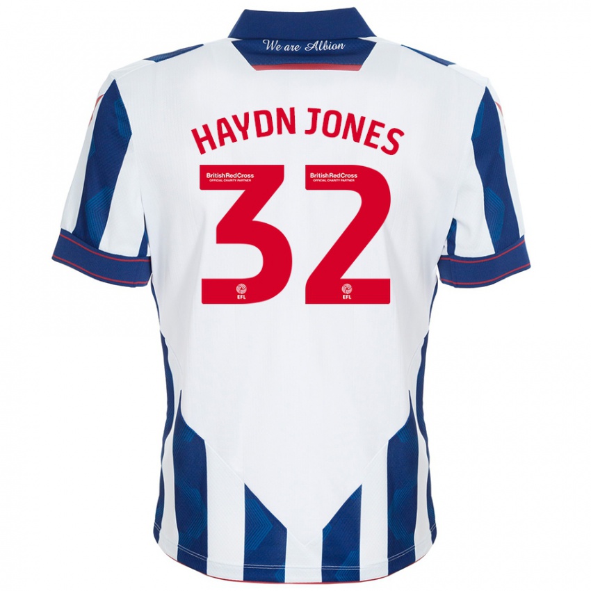 Bambino Maglia Mackenzie Haydn-Jones #32 Bianco Blu Scuro Kit Gara Home 2024/25 Maglietta