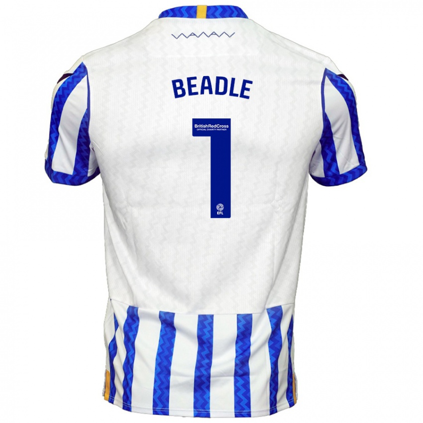 Bambino Maglia James Beadle #1 Blu Bianco Kit Gara Home 2024/25 Maglietta