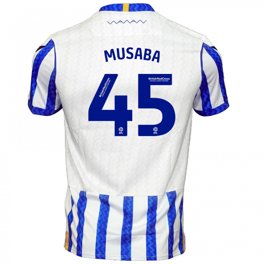 Bambino Maglia Anthony Musaba #45 Blu Bianco Kit Gara Home 2024/25 Maglietta