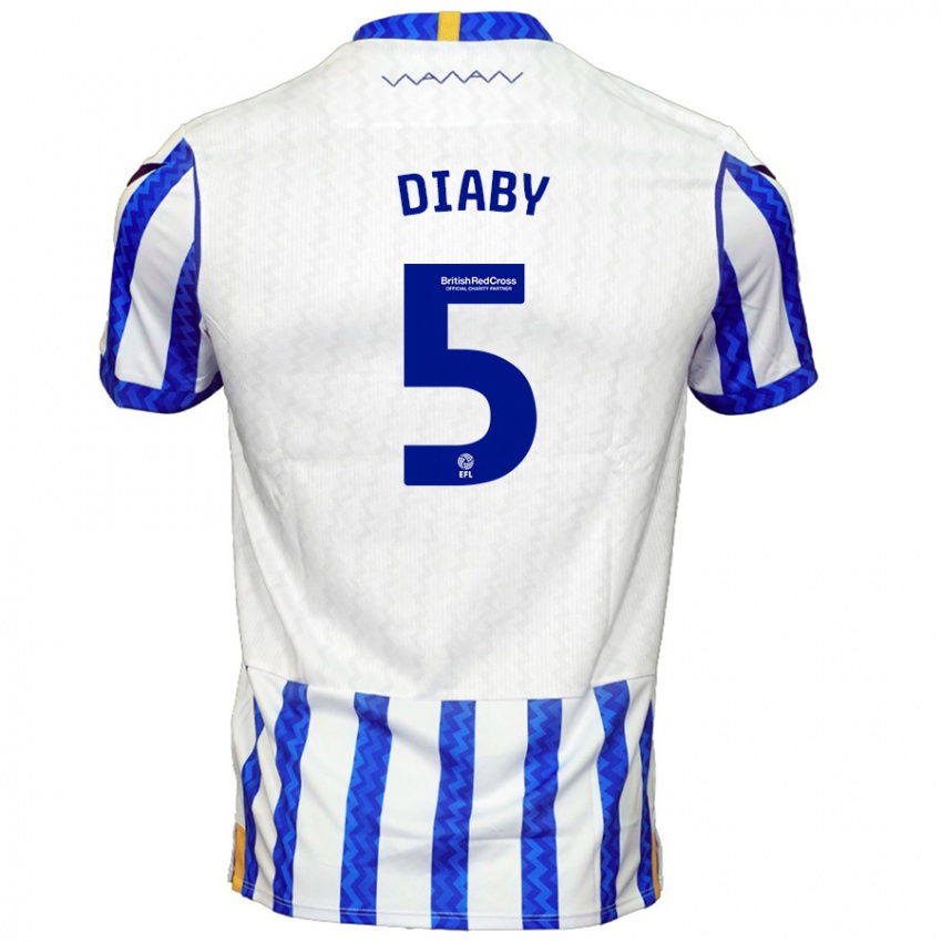 Bambino Maglia Bambo Diaby #5 Blu Bianco Kit Gara Home 2024/25 Maglietta