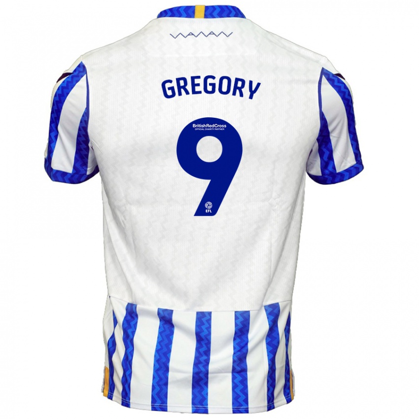 Bambino Maglia Lee Gregory #9 Blu Bianco Kit Gara Home 2024/25 Maglietta