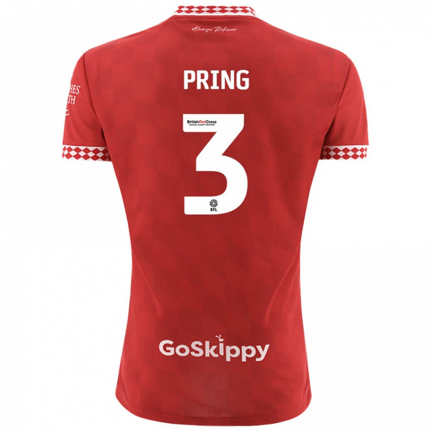 Bambino Maglia Cameron Pring #3 Rosso Kit Gara Home 2024/25 Maglietta