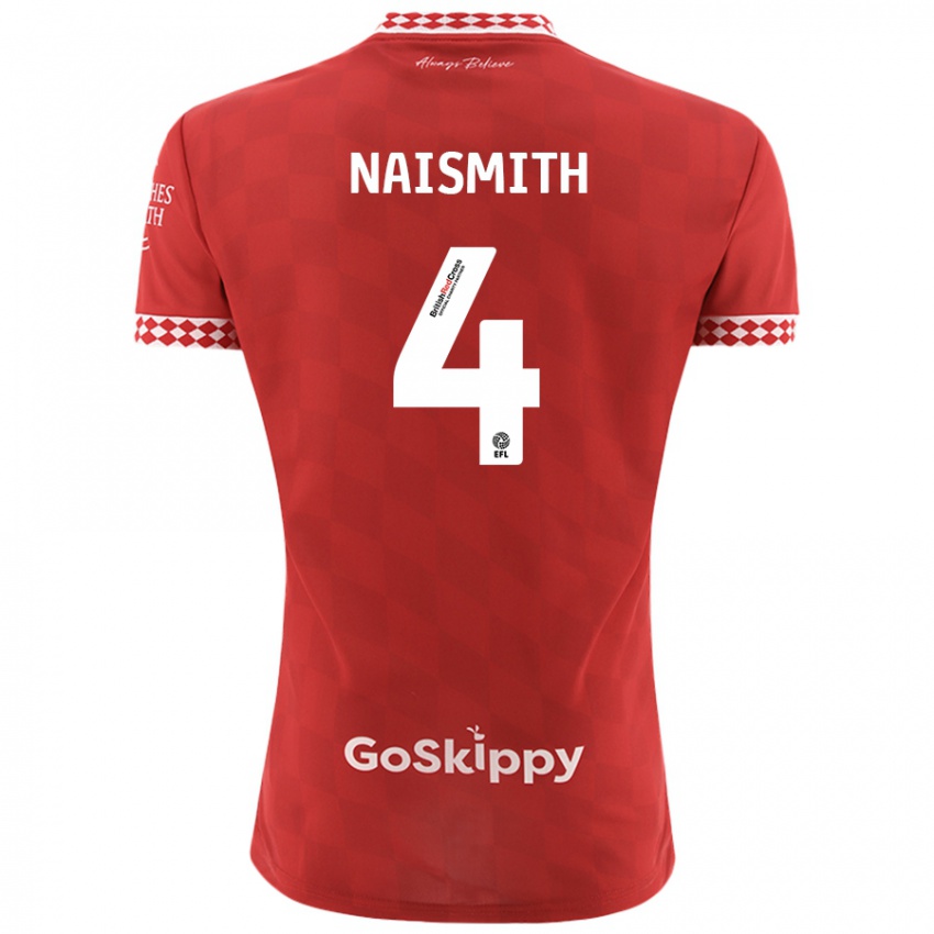 Bambino Maglia Kal Naismith #4 Rosso Kit Gara Home 2024/25 Maglietta