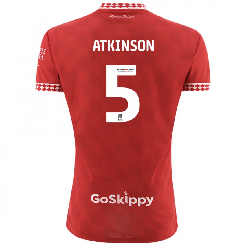 Bambino Maglia Rob Atkinson #5 Rosso Kit Gara Home 2024/25 Maglietta