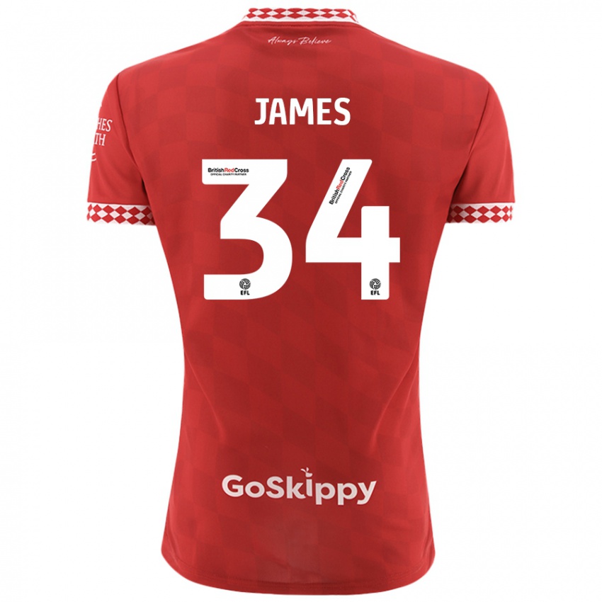 Bambino Maglia Joseph James #34 Rosso Kit Gara Home 2024/25 Maglietta