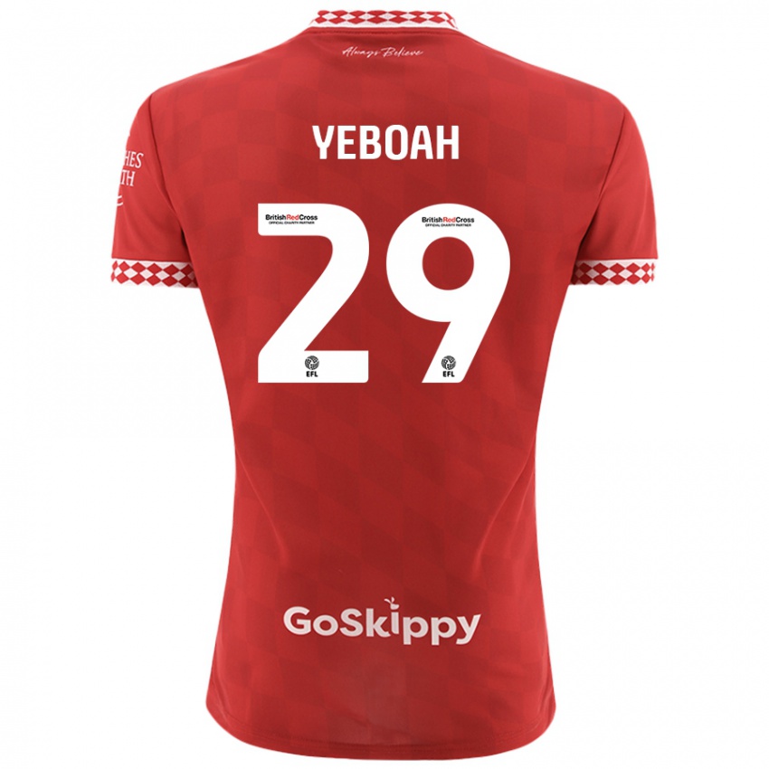 Bambino Maglia Ephraim Yeboah #29 Rosso Kit Gara Home 2024/25 Maglietta