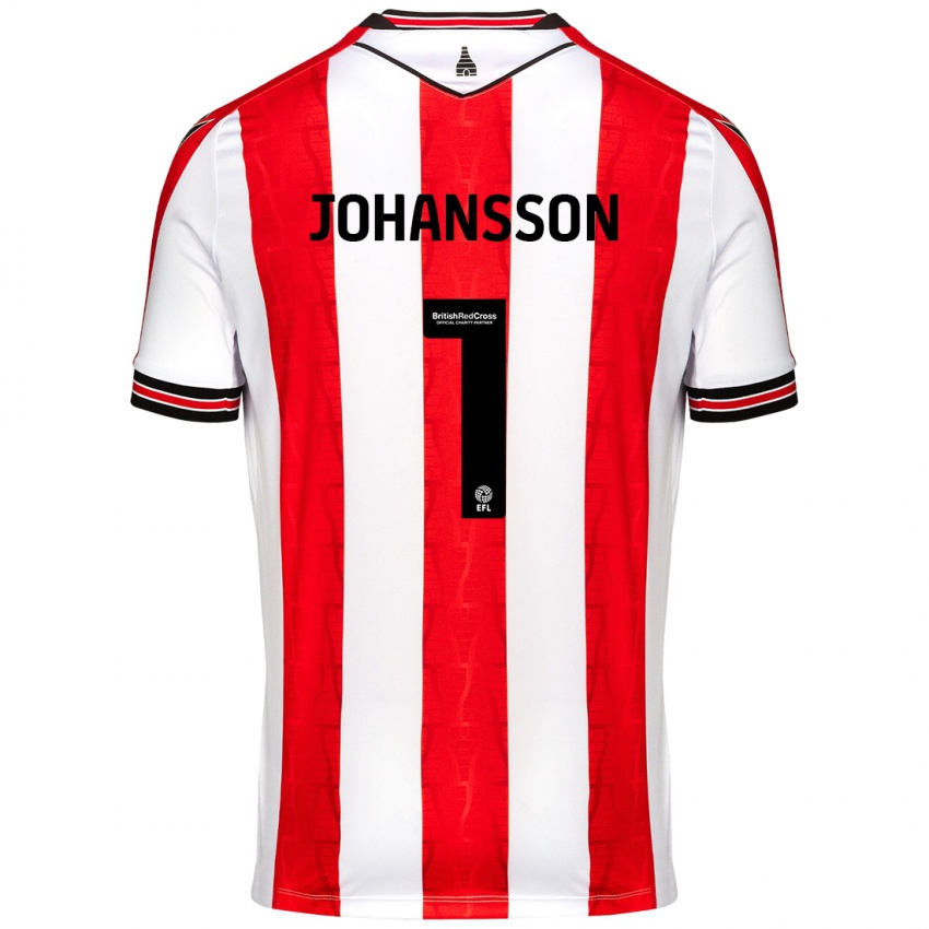 Bambino Maglia Viktor Johansson #1 Rosso Bianco Kit Gara Home 2024/25 Maglietta