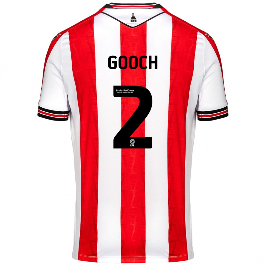 Bambino Maglia Lynden Gooch #2 Rosso Bianco Kit Gara Home 2024/25 Maglietta