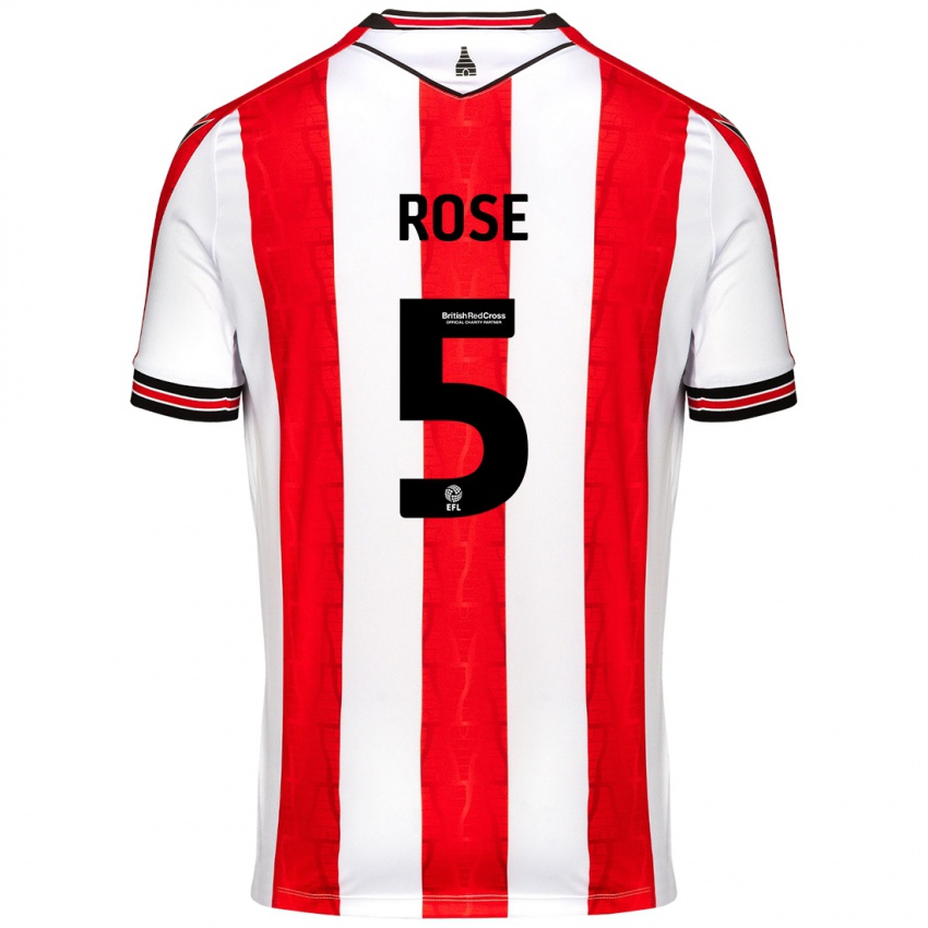 Bambino Maglia Michael Rose #5 Rosso Bianco Kit Gara Home 2024/25 Maglietta