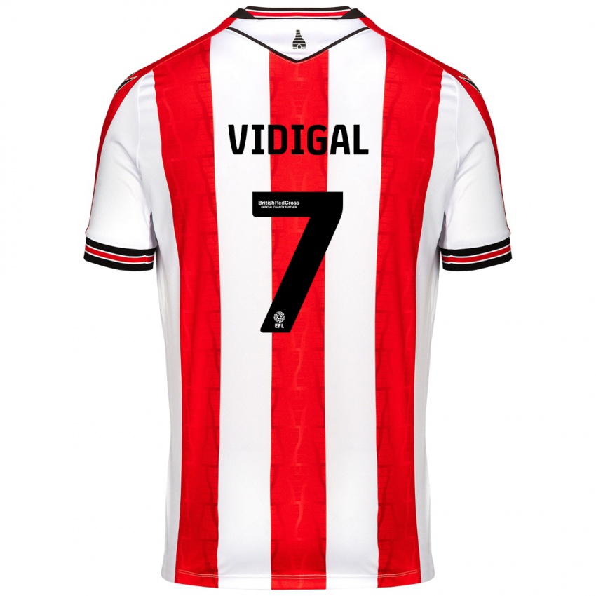 Bambino Maglia André Vidigal #7 Rosso Bianco Kit Gara Home 2024/25 Maglietta