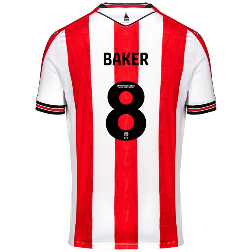 Bambino Maglia Lewis Baker #8 Rosso Bianco Kit Gara Home 2024/25 Maglietta