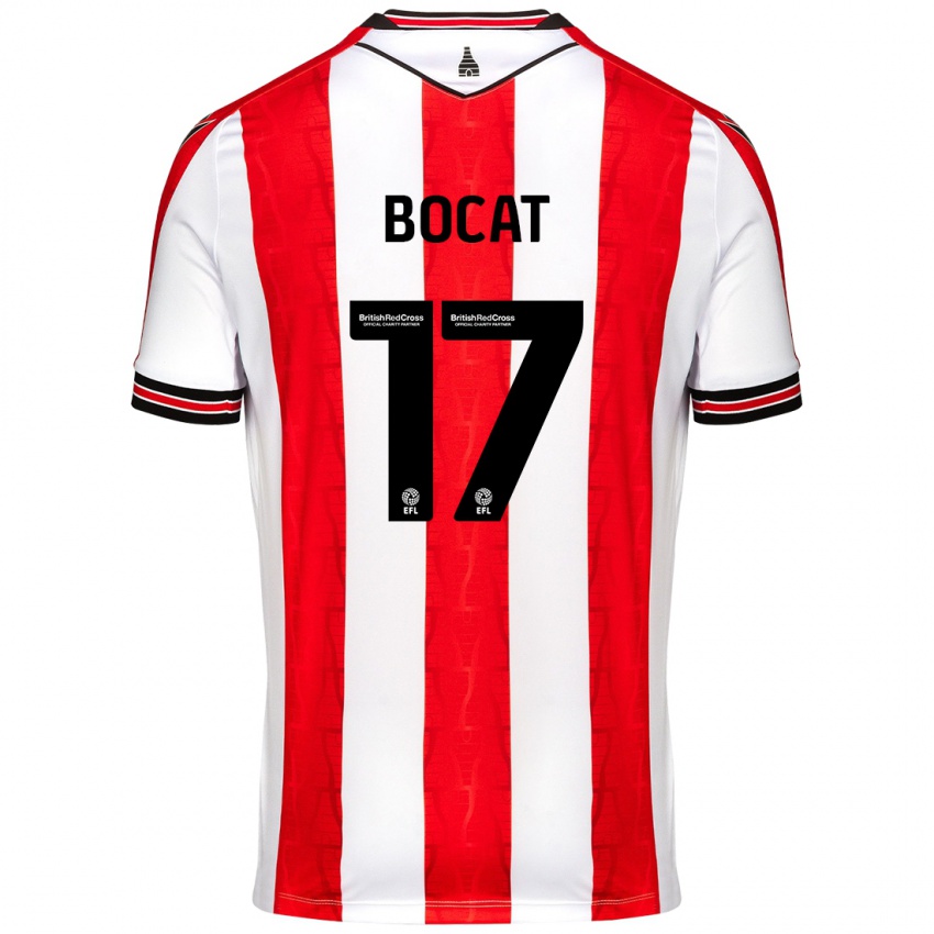 Bambino Maglia Eric-Junior Bocat #17 Rosso Bianco Kit Gara Home 2024/25 Maglietta