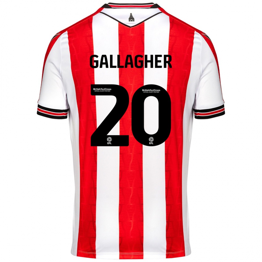 Bambino Maglia Sam Gallagher #20 Rosso Bianco Kit Gara Home 2024/25 Maglietta