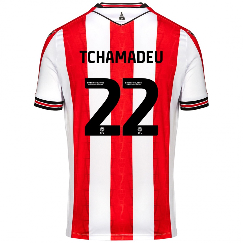 Bambino Maglia Junior Tchamadeu #22 Rosso Bianco Kit Gara Home 2024/25 Maglietta