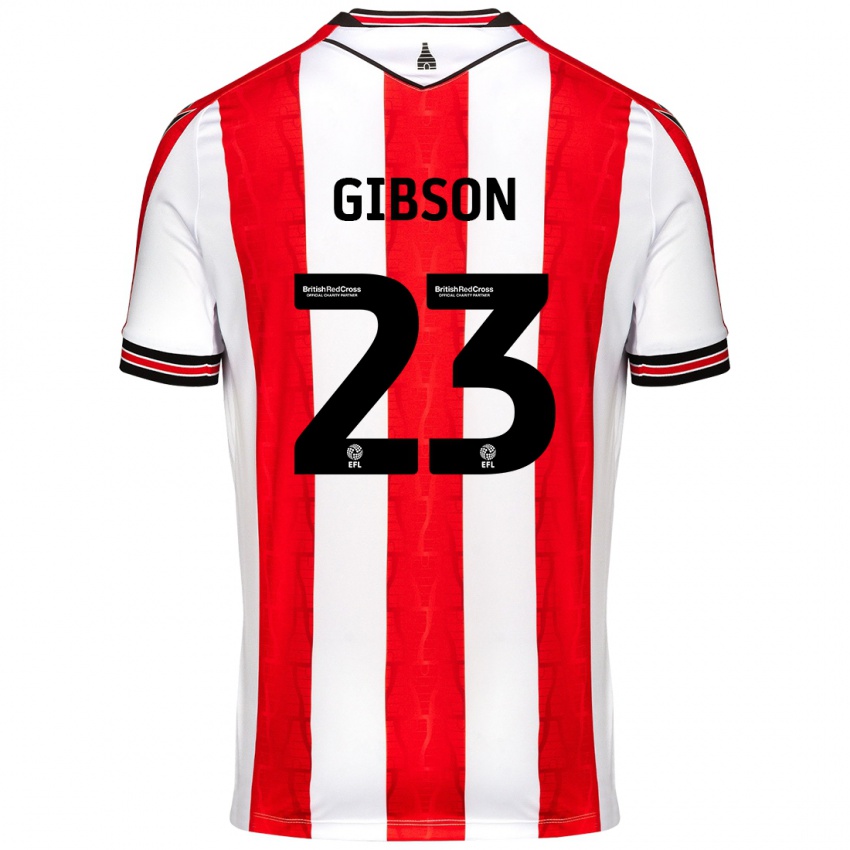 Bambino Maglia Ben Gibson #23 Rosso Bianco Kit Gara Home 2024/25 Maglietta