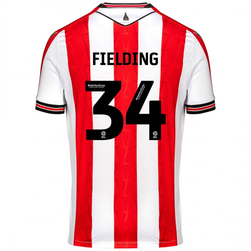 Bambino Maglia Frank Fielding #34 Rosso Bianco Kit Gara Home 2024/25 Maglietta