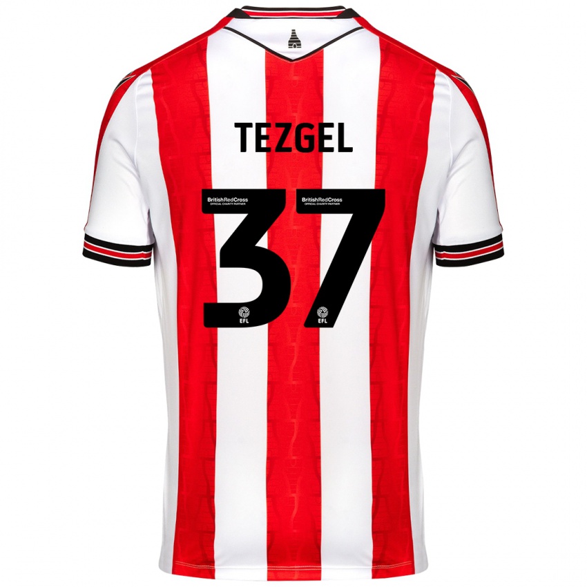 Bambino Maglia Emre Tezgel #37 Rosso Bianco Kit Gara Home 2024/25 Maglietta