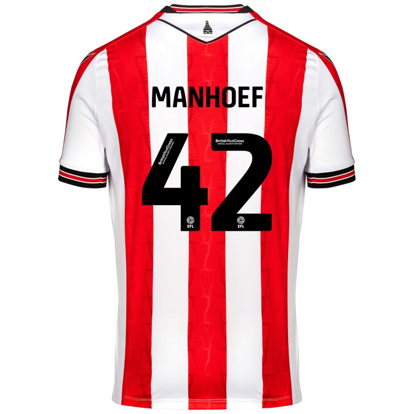 Bambino Maglia Million Manhoef #42 Rosso Bianco Kit Gara Home 2024/25 Maglietta