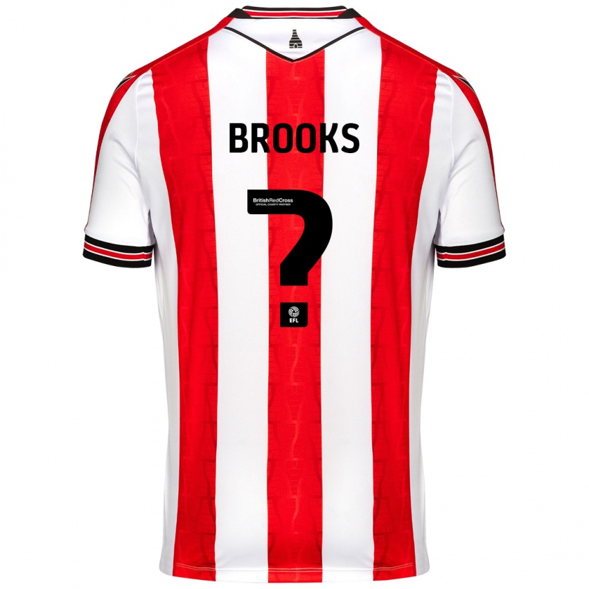 Bambino Maglia Alfie Brooks #0 Rosso Bianco Kit Gara Home 2024/25 Maglietta