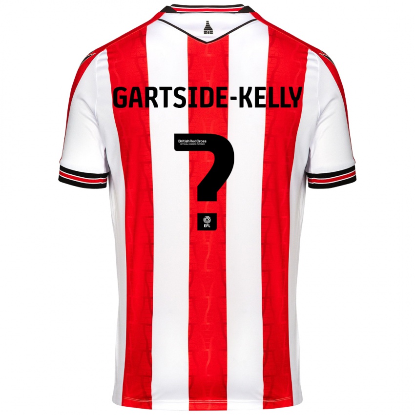 Bambino Maglia Gabriel Gartside-Kelly #0 Rosso Bianco Kit Gara Home 2024/25 Maglietta