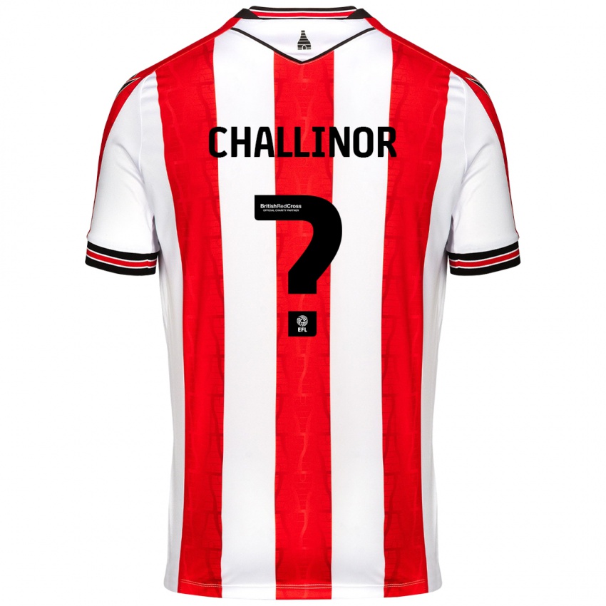 Bambino Maglia Oliver Challinor #0 Rosso Bianco Kit Gara Home 2024/25 Maglietta