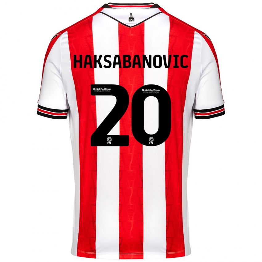 Bambino Maglia Sead Hakšabanović #20 Rosso Bianco Kit Gara Home 2024/25 Maglietta