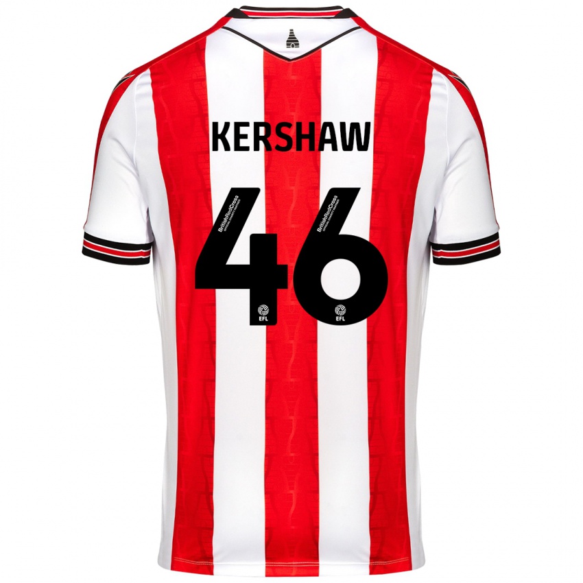 Bambino Maglia Ben Kershaw #46 Rosso Bianco Kit Gara Home 2024/25 Maglietta