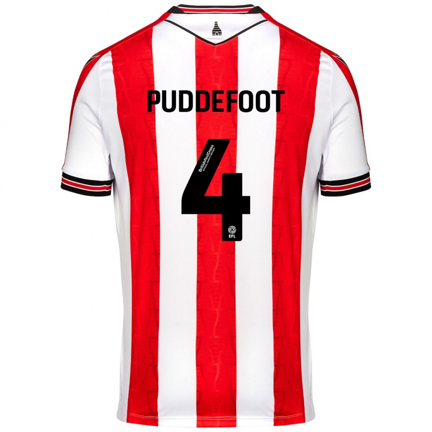 Bambino Maglia Danielle Puddefoot #4 Rosso Bianco Kit Gara Home 2024/25 Maglietta