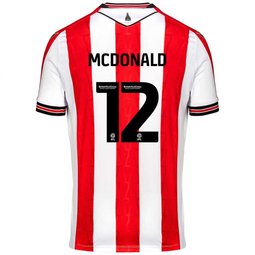 Bambino Maglia Kayleigh Mcdonald #12 Rosso Bianco Kit Gara Home 2024/25 Maglietta