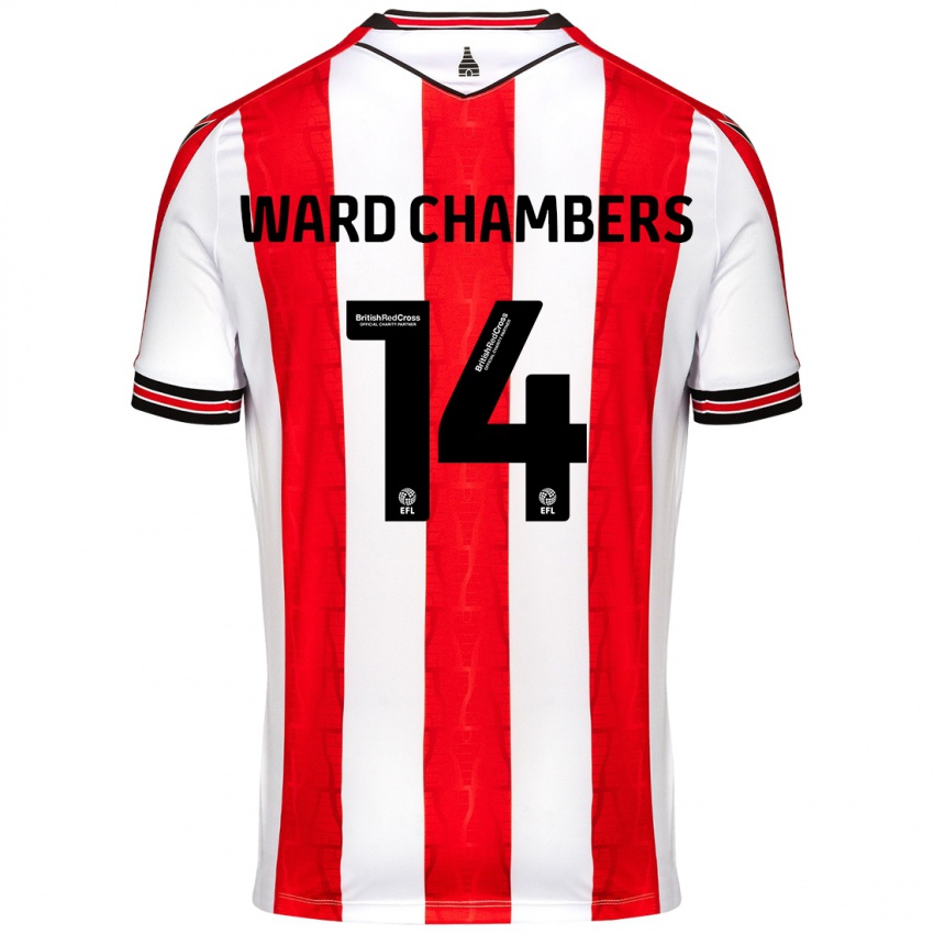 Bambino Maglia Courtnay Ward-Chambers #14 Rosso Bianco Kit Gara Home 2024/25 Maglietta