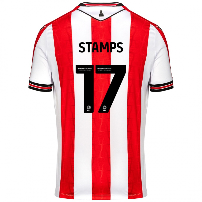 Bambino Maglia Shannon Stamps #17 Rosso Bianco Kit Gara Home 2024/25 Maglietta