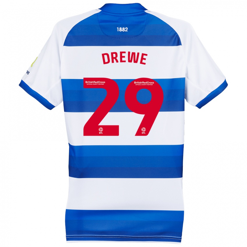 Bambino Maglia Aaron Drewe #29 Bianco Blu Kit Gara Home 2024/25 Maglietta