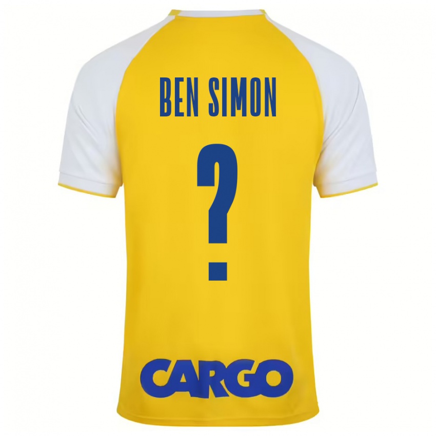 Bambino Maglia Ilay Ben Simon #0 Giallo Bianco Kit Gara Home 2024/25 Maglietta